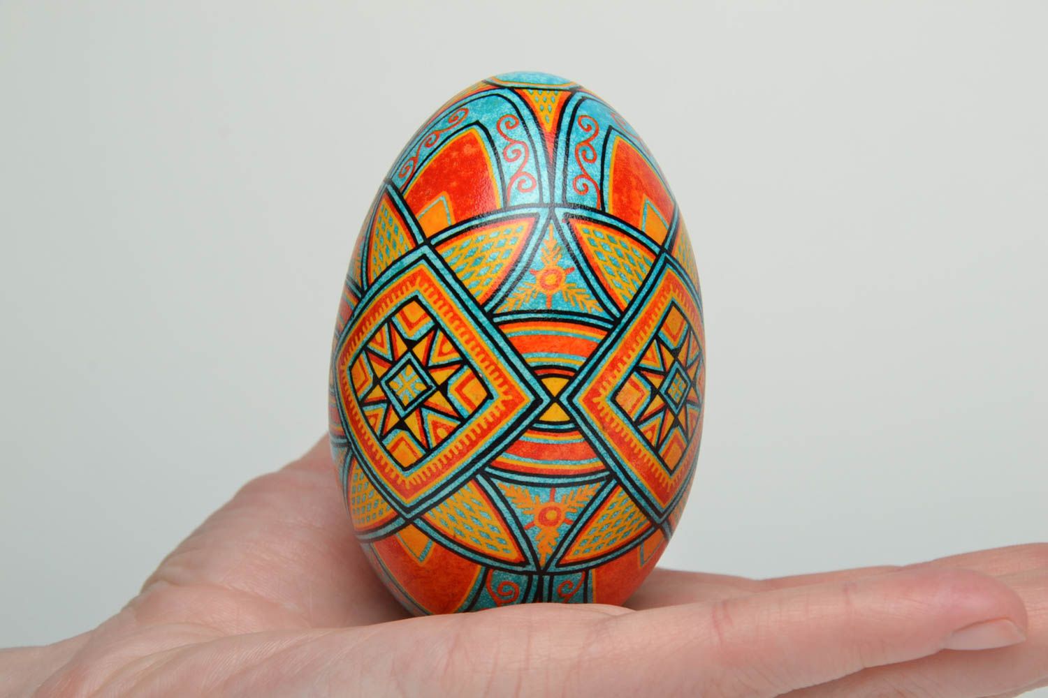 Декоративное яйцо хэнд мейд с яркой росписью  фото 5