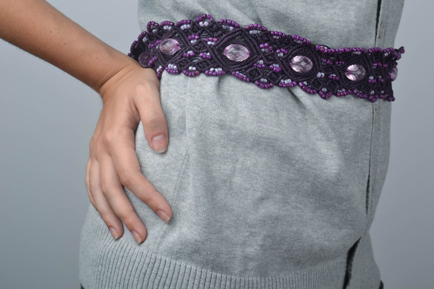 Unusual handmade woven belt textile belt designer accessories for girls photo 1