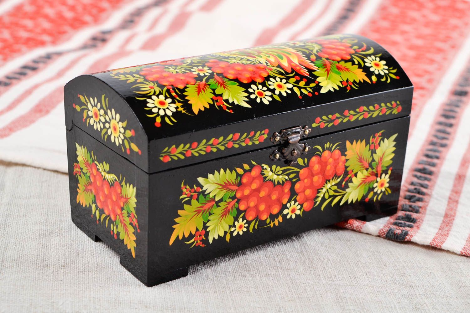 Handmade jewelry box wooden jewellery box gifts for women home decor folk art photo 1