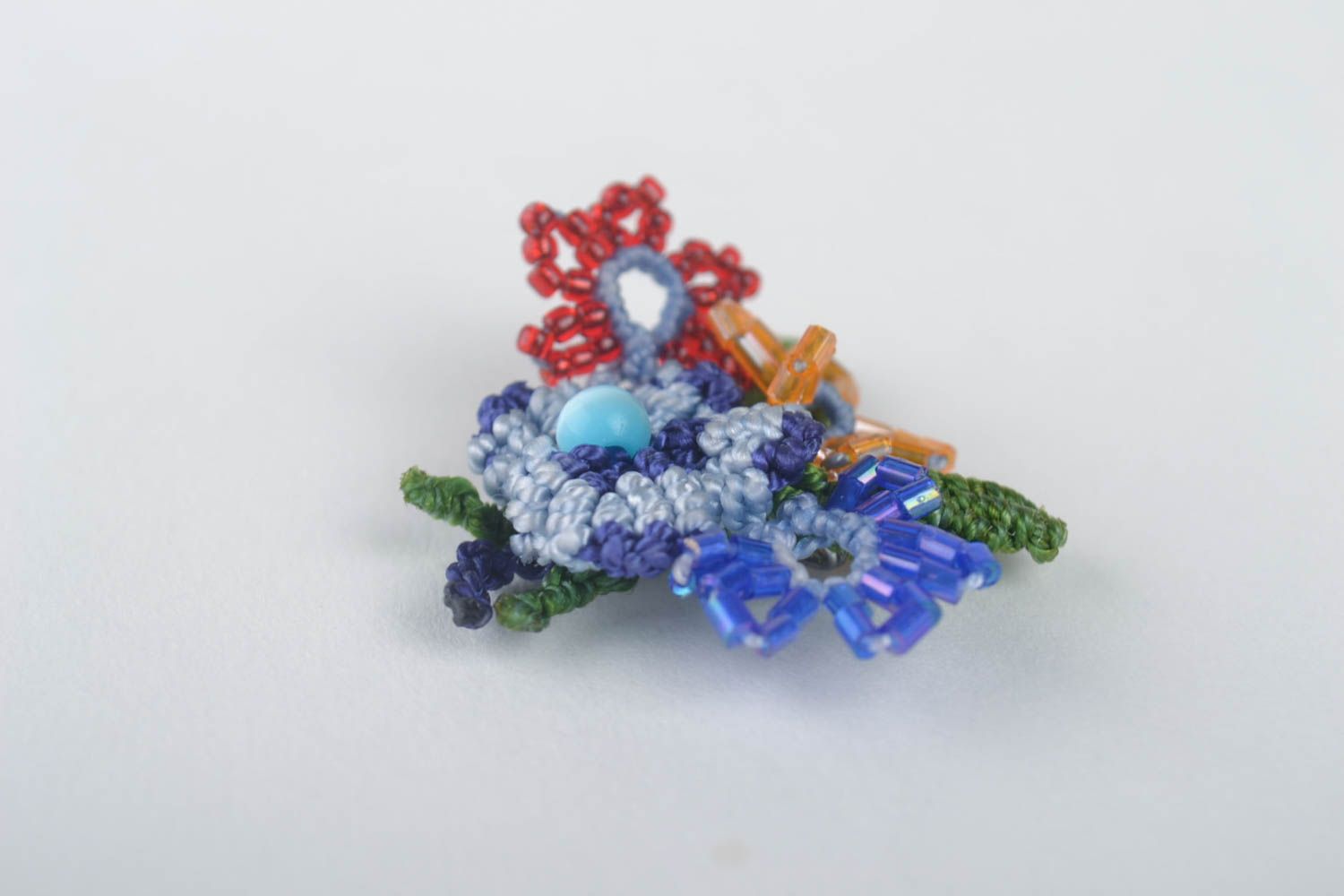 Украшение ручной работы брошь цветок плетеная брошь разноцветная макраме анкарс фото 4