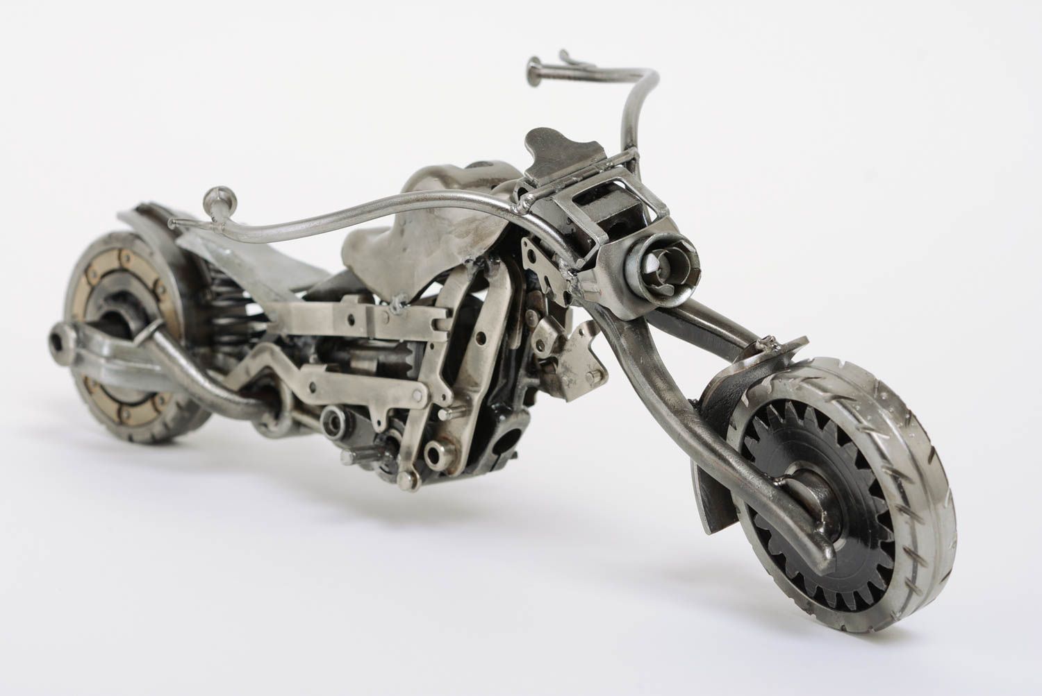 Metal statuette of motorcycle techno-art style handmade designer accessory photo 5