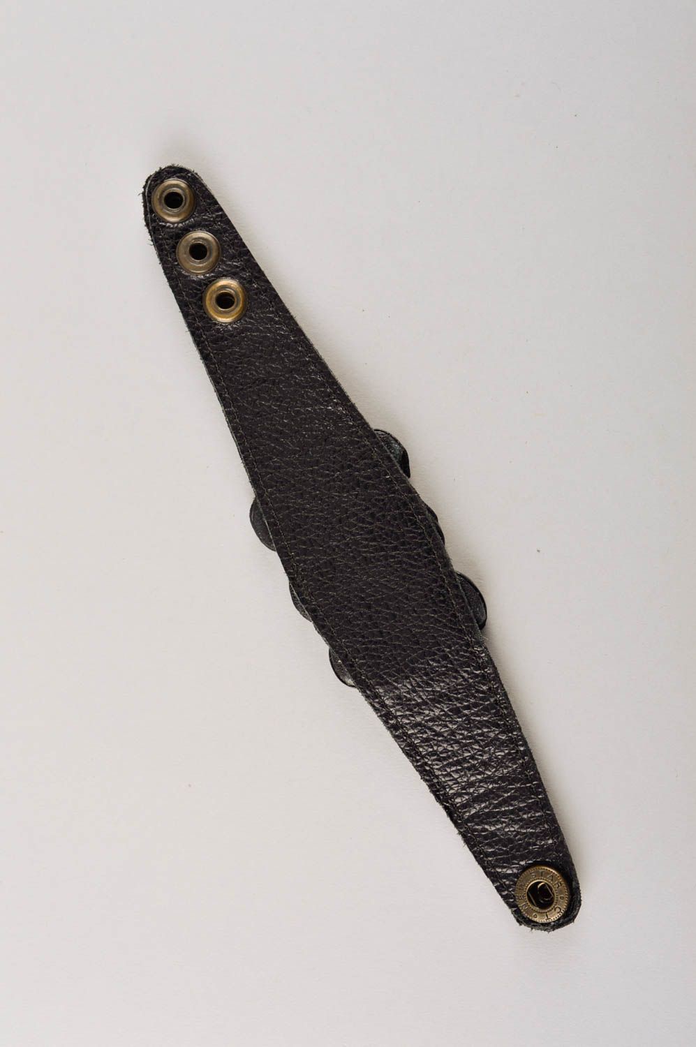 Bracelet cuir Bijoux fait main design de créateur Accessoires cuir noir photo 5