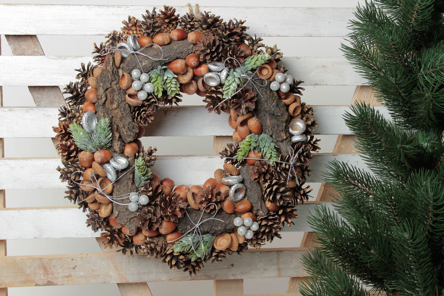 Unusual handmade Christmas wreath wall hanging door wreath decorative use only photo 1