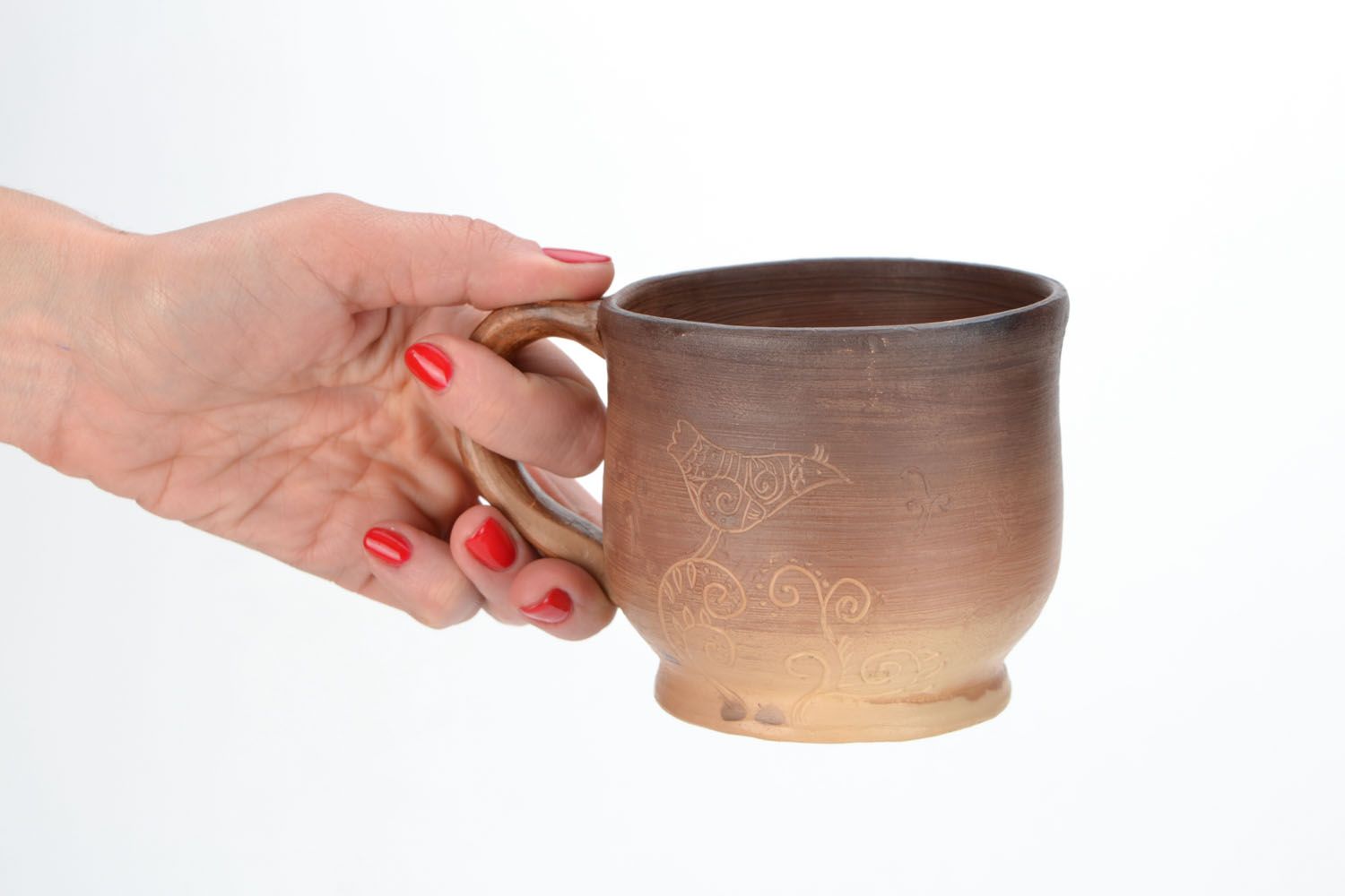 Tazza in ceramica decorativa fatta a mano calice in argilla utensili da cucina foto 2