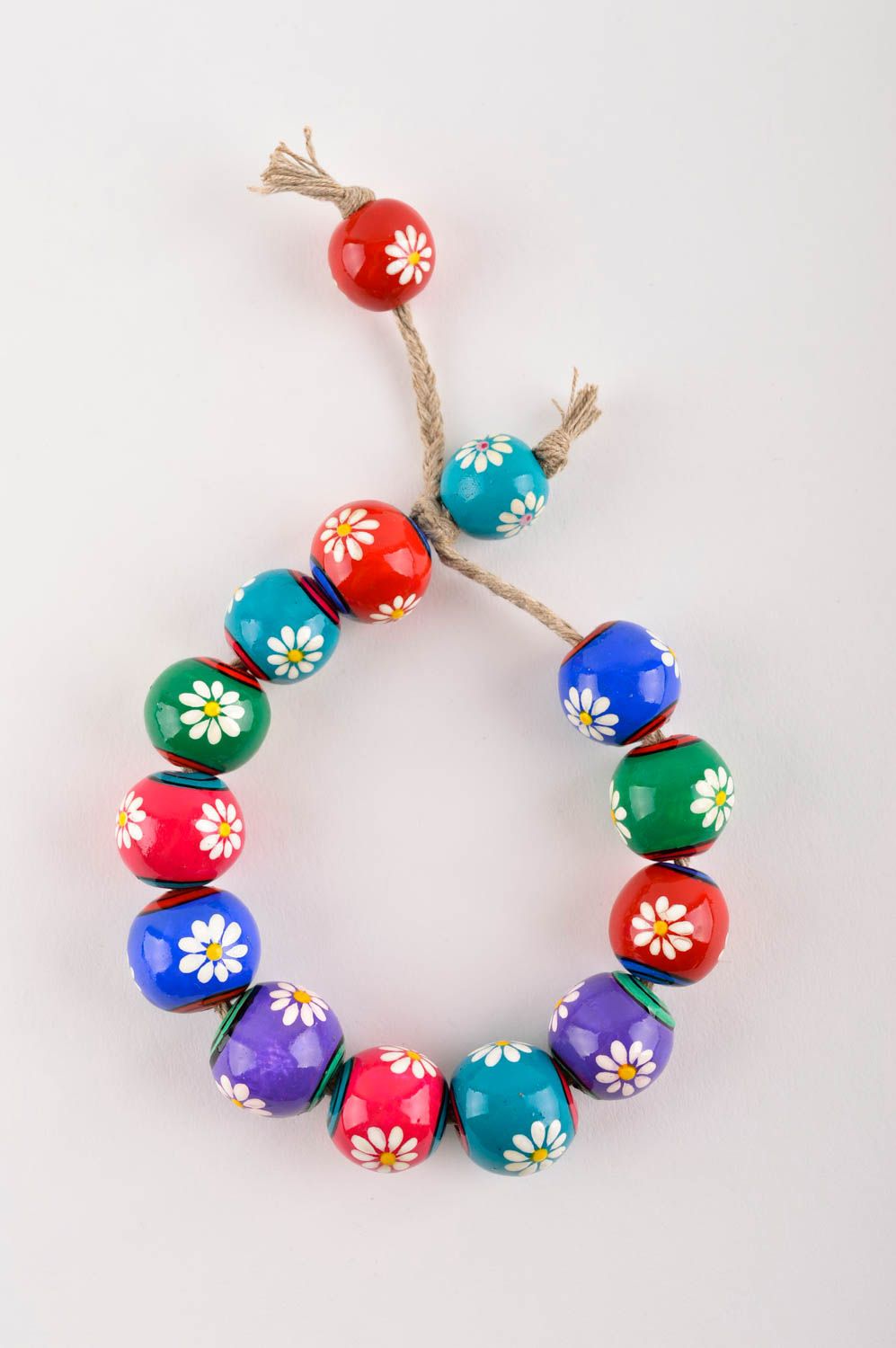 Браслет ручной работы яркое украшение из бусин женский браслет с цветами фото 5