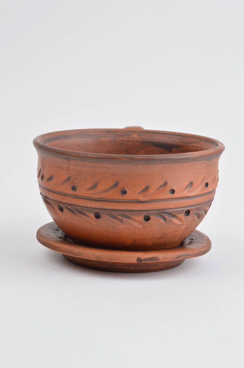 Öko Geschirr aus Keramik handmade Tee Tasse mit Untertasse schöne Ton Tasse foto 4