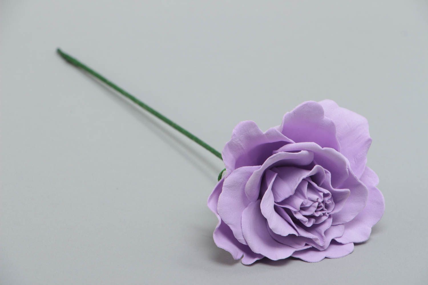Beautiful handmade designer foamiran fabric flower for interior decor Lilac Rose photo 3