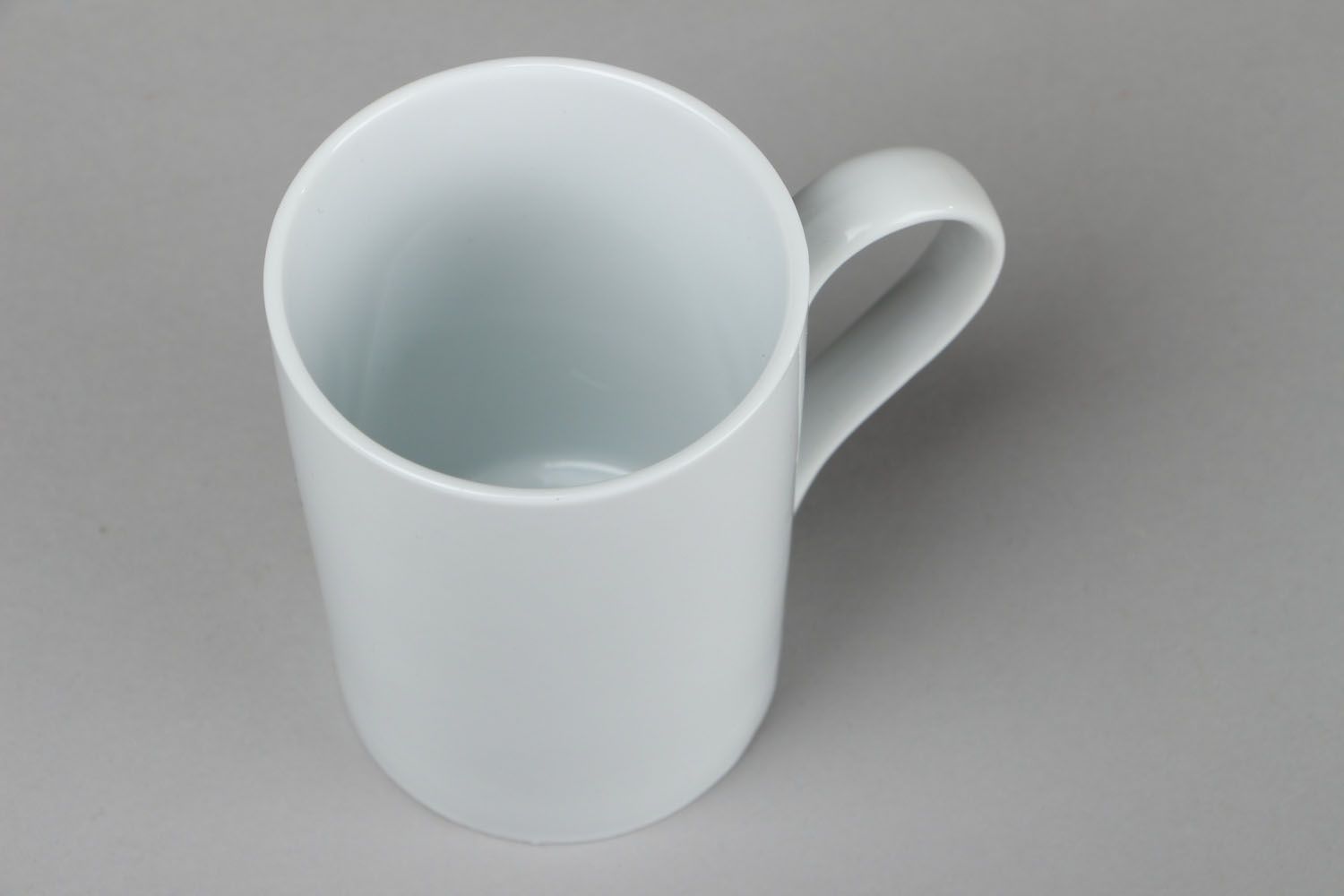 Tall porcelain plain white 10 oz drinking cup Snout with handle photo 2