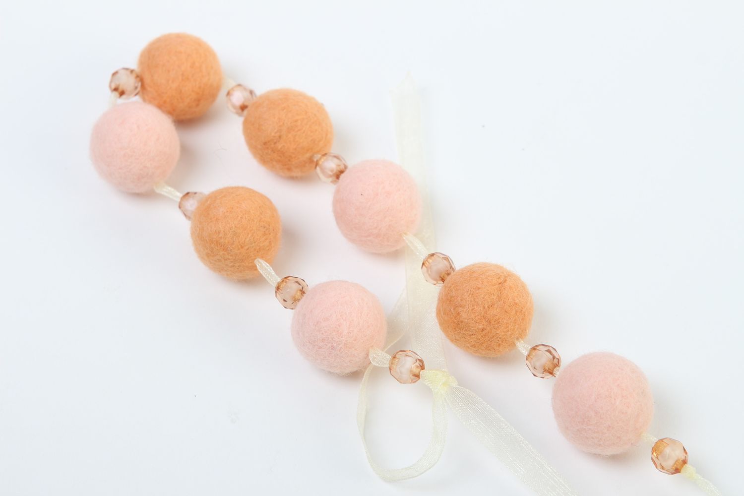 Stylish handmade bead necklace felted wool ball necklace gifts for her photo 6