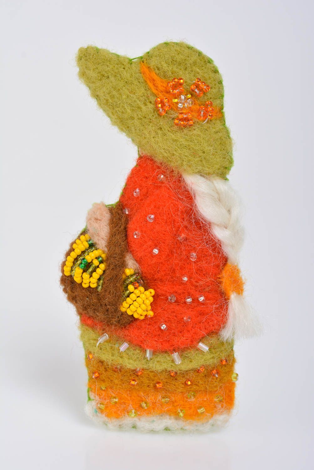 Kleine bunte originelle Filz Brosche aus Wolle in Form vom Mädchen handmade foto 1