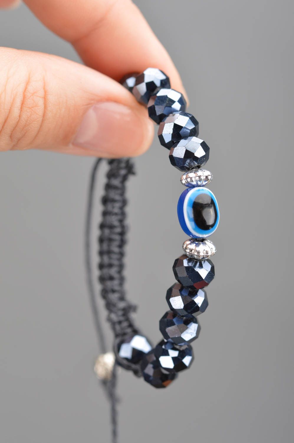 Bracelet fait main tressé fin en perles de cristal à facettes accessoire stylé photo 3