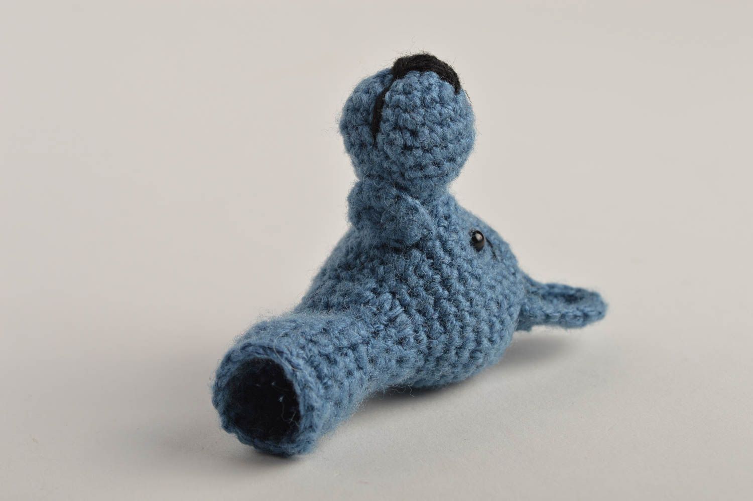 Marionnette à doigt loup faite main tricotée au crochet Cadeau pour enfant photo 4
