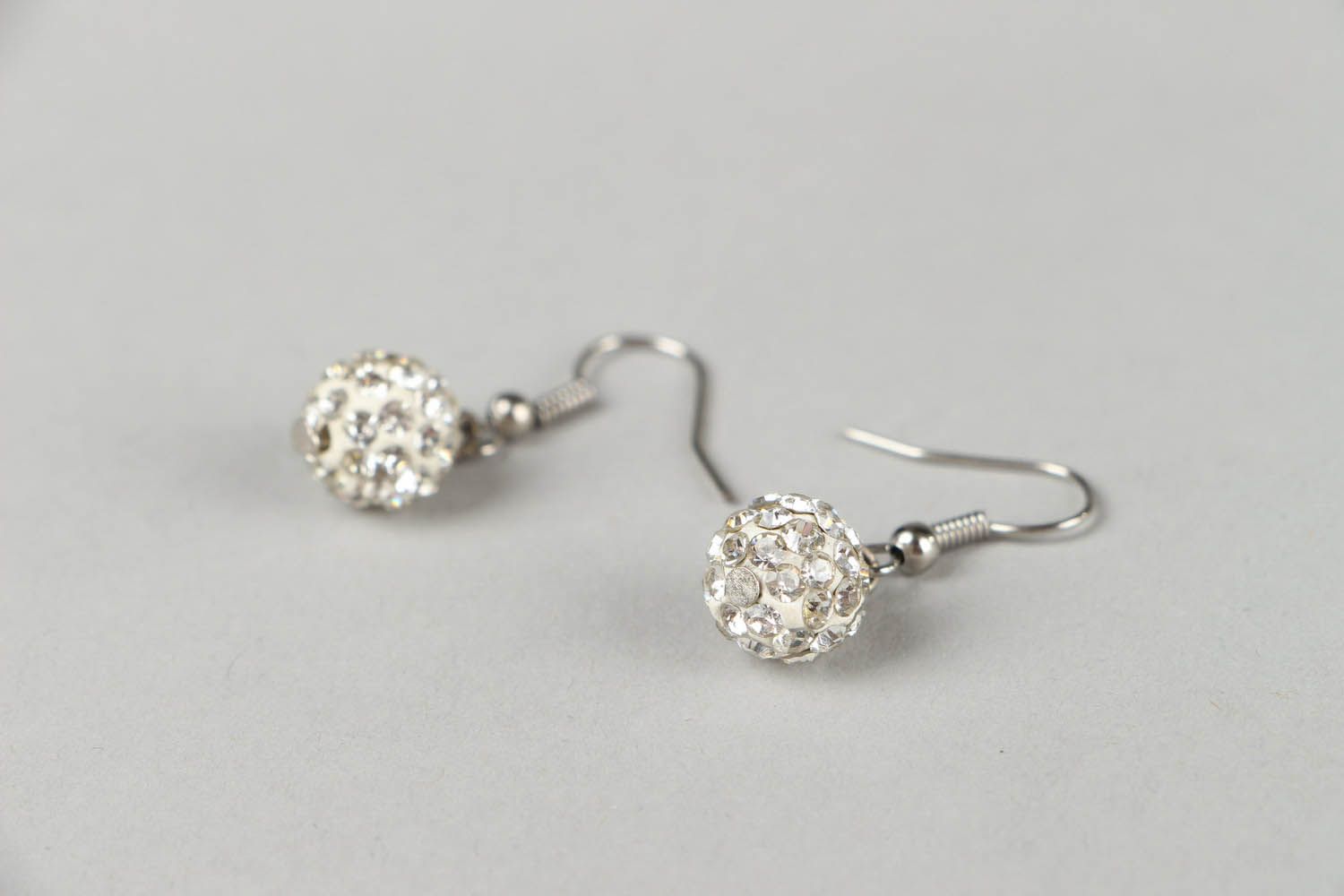 Beaded earrings with rhinestones photo 2