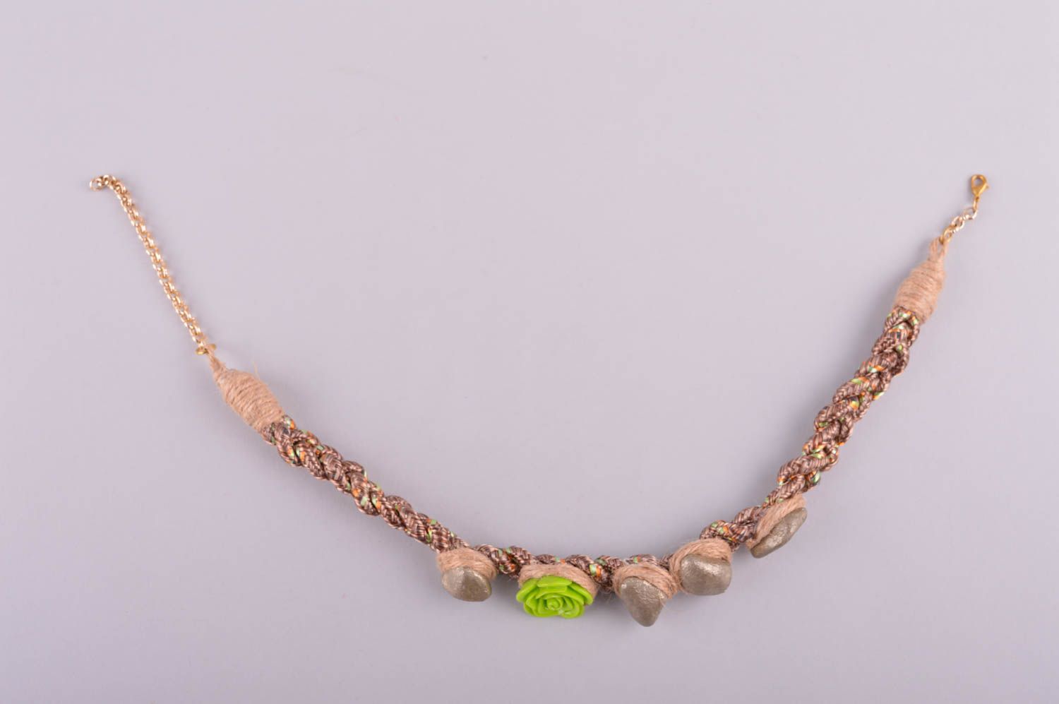 Handmade unusual necklace stylish textile necklace cute massive jewelry photo 5