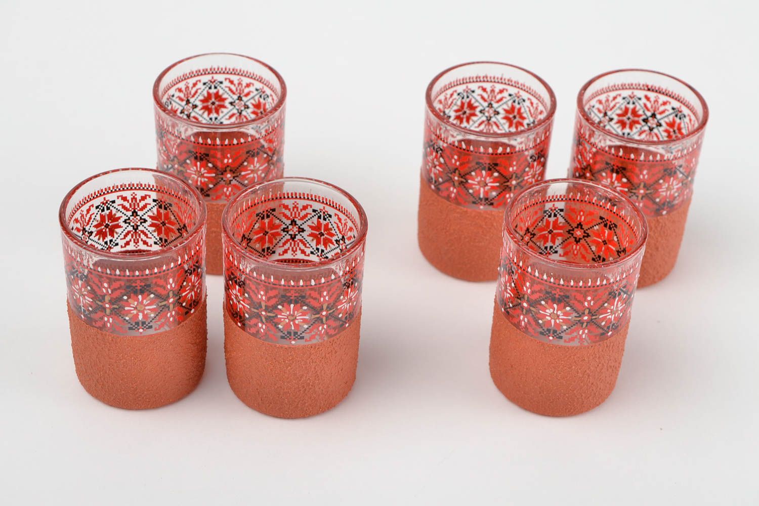 6 Verres shooter fait main Vaisselle en verre rouges pour vodka Art de la table photo 3