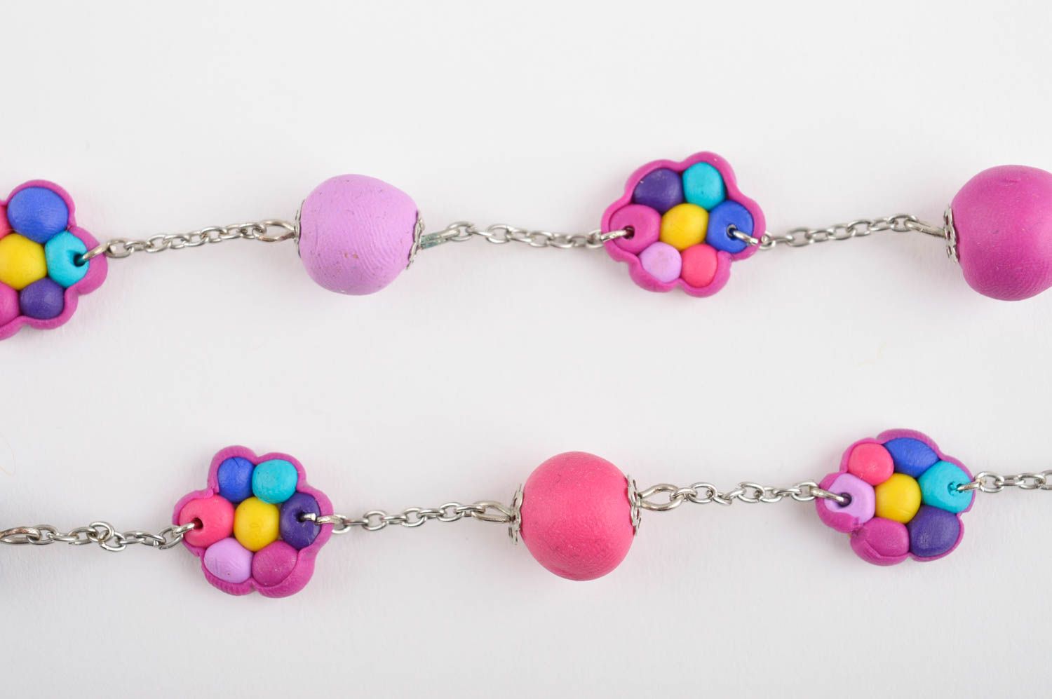 Polymer clay necklace bright necklace handmade accessories plastic jewelry photo 3