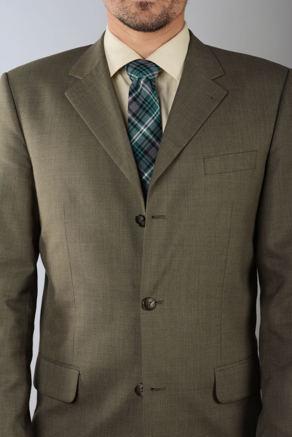 Cravate en tweed de costume faite main photo 4