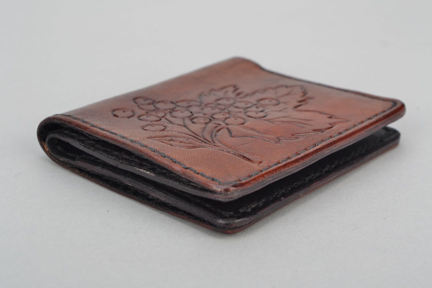 Handmade leather wallet Trident photo 5