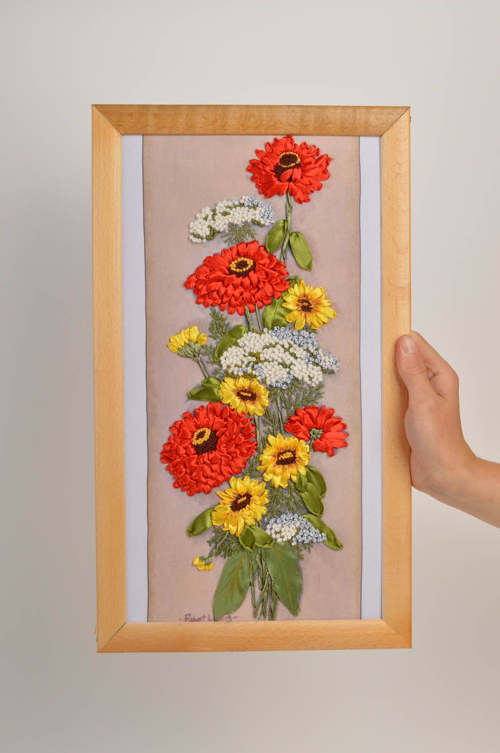 Cuadro bordado hecho a mano decoración de hogar regalo original para mujer foto 5