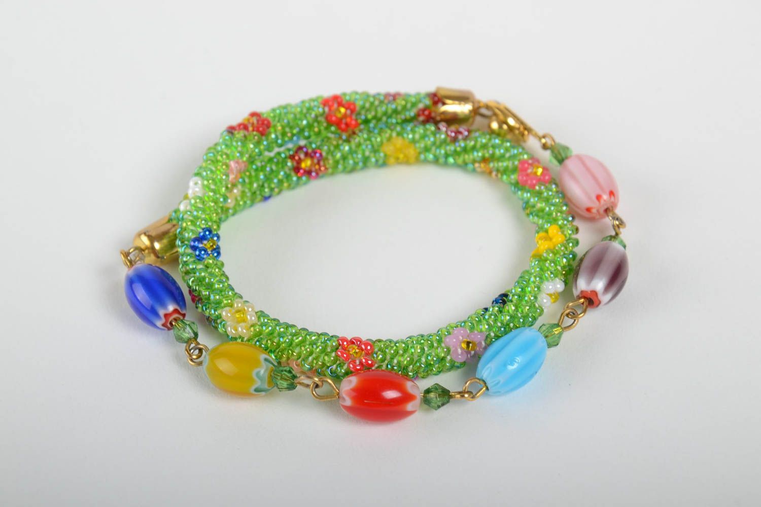 Bracelet perles de rocaille Bijou fait main multicolore design Accessoire femme photo 3