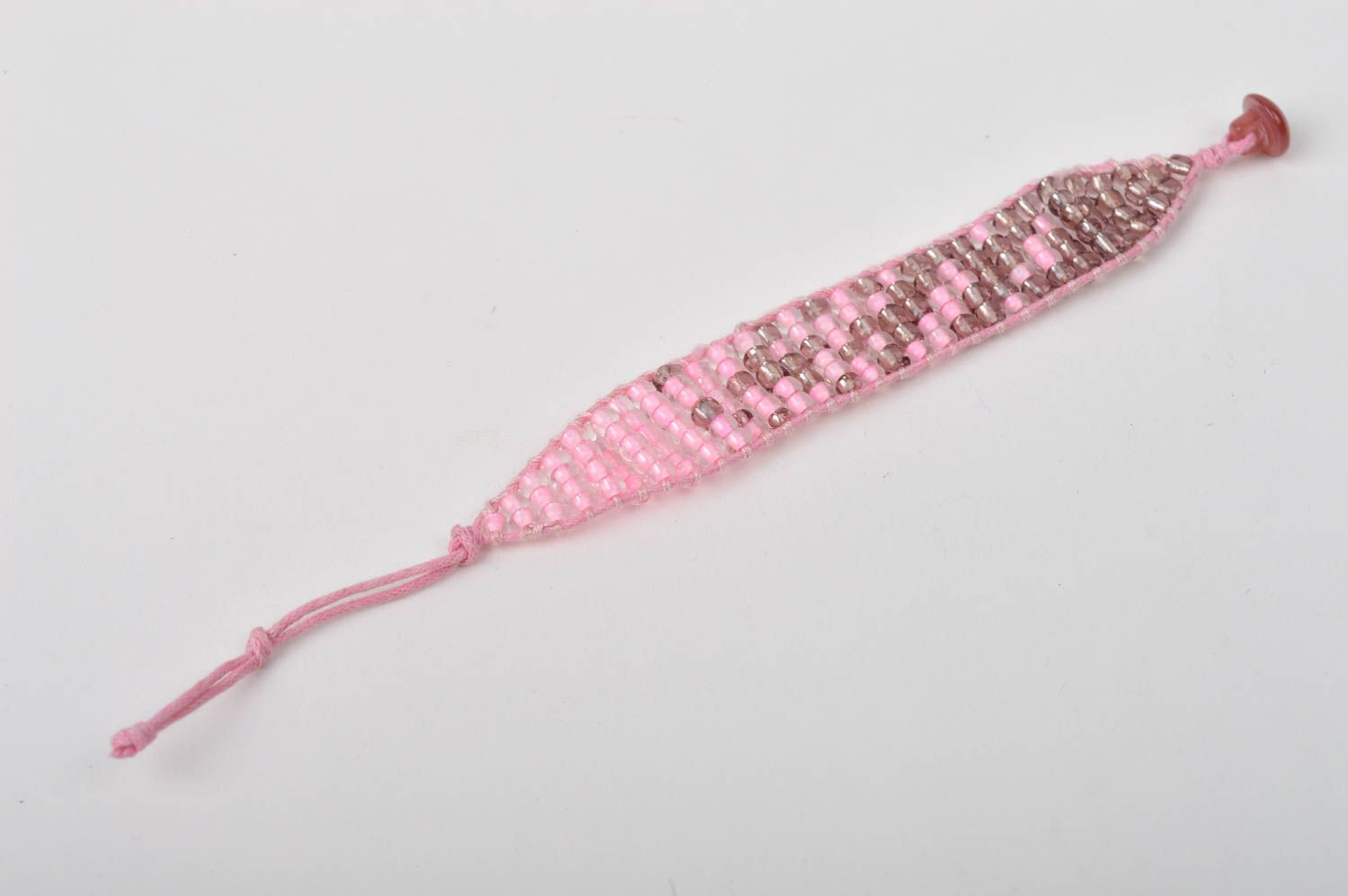 Браслет из бисера ручной работы модный браслет розовый модная бижутерия фото 3