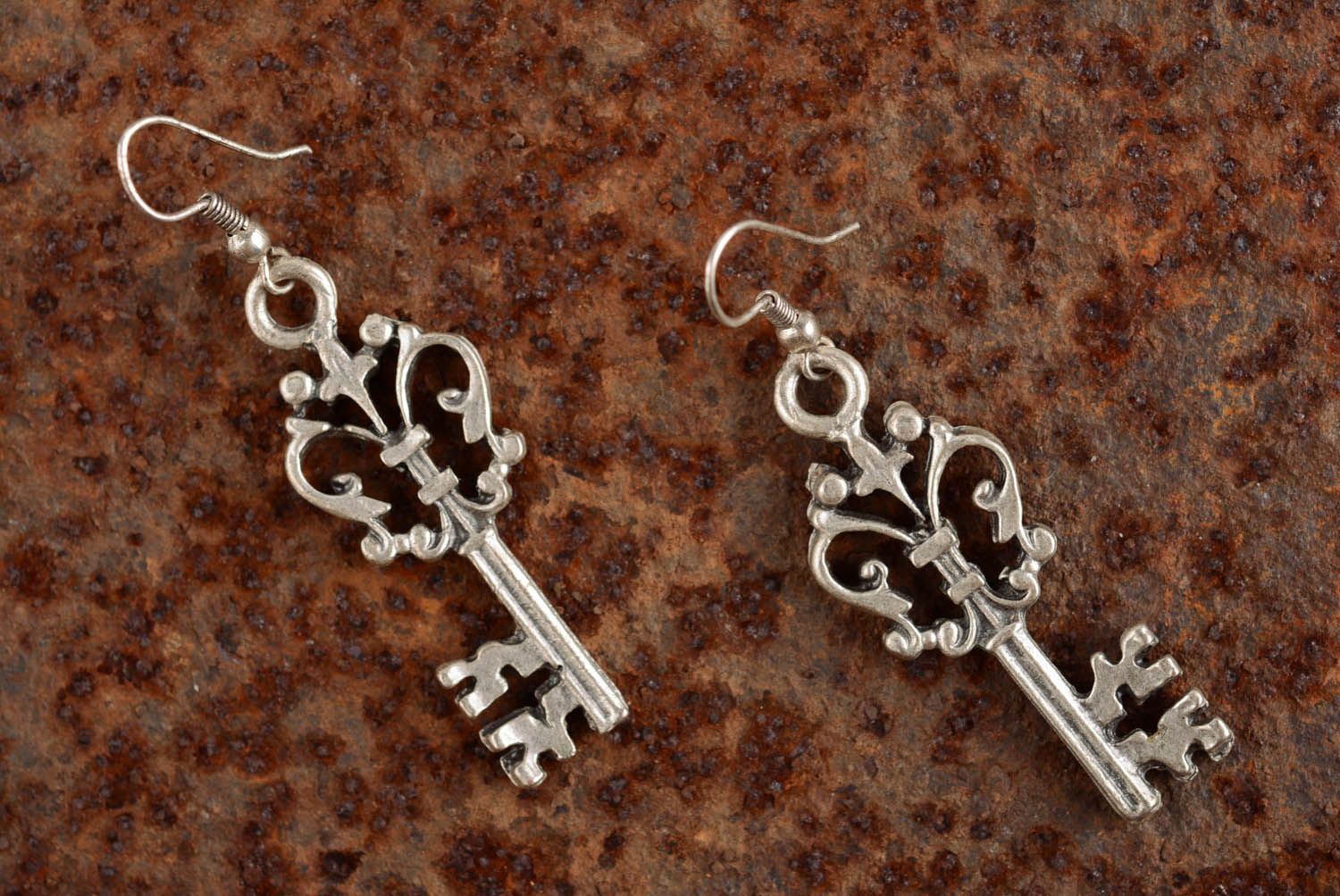 Silver earrings Keys photo 1