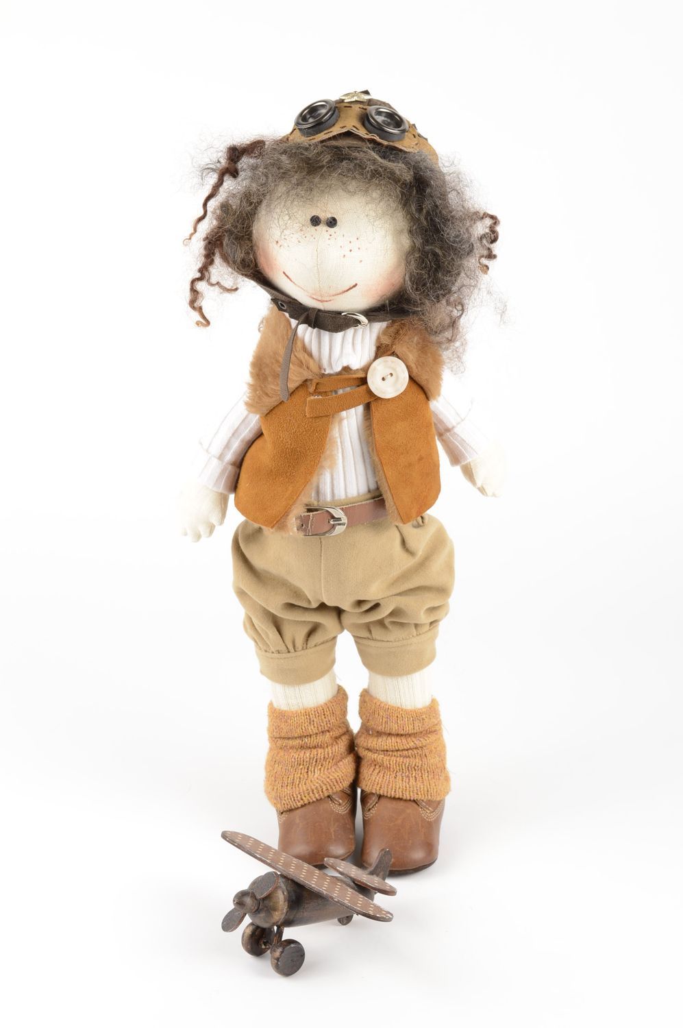 Кукла ручной работы кукла из ткани авторская кукла для декора дома Летчик фото 2