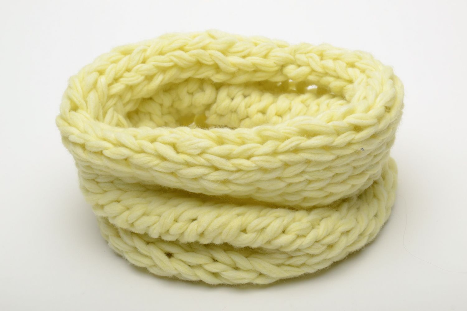 Snood en laine jaune fait main chaud photo 5