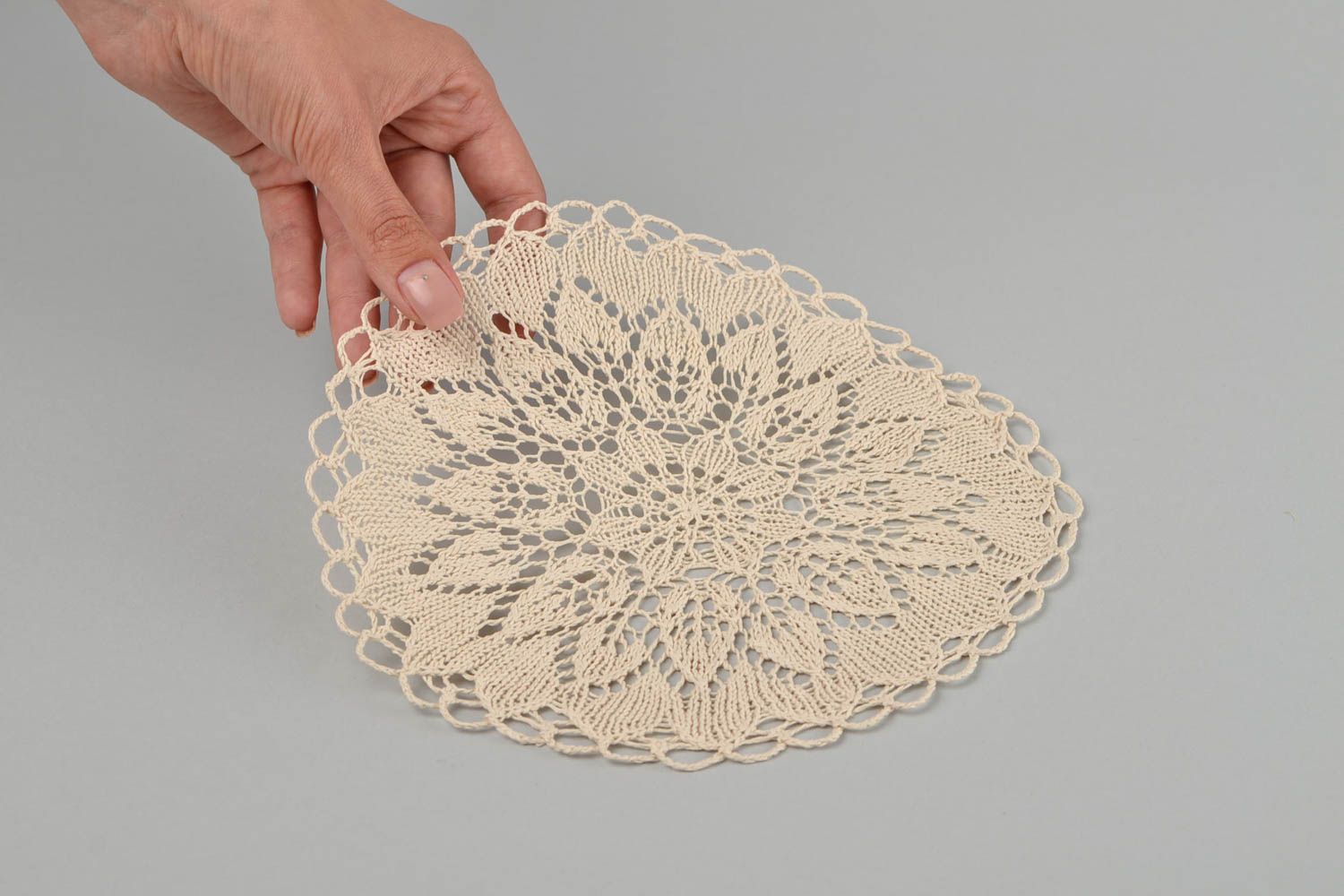 Unique handmade knitted napkin designer cotton table cloth interior decoration photo 2