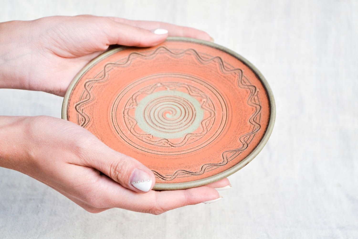Design Teller handgeschaffen originelles Geschenk toll handbemalte Keramik foto 2
