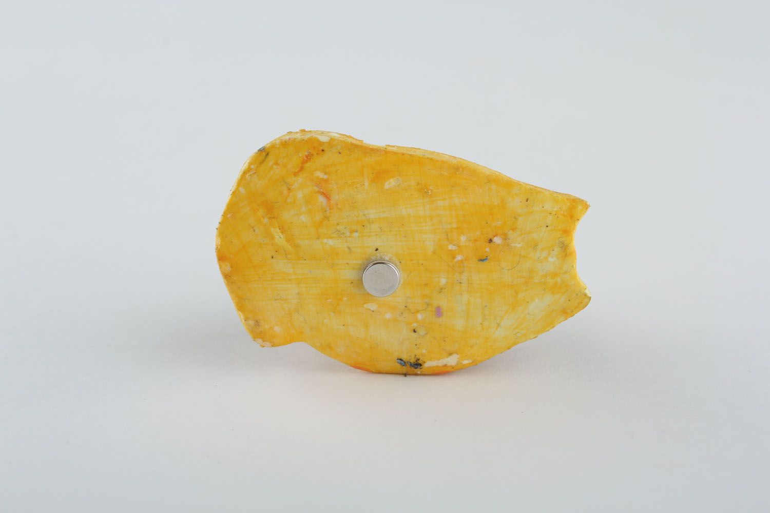 Aimant frigo en pâte polymère en forme de chat jaune photo 2