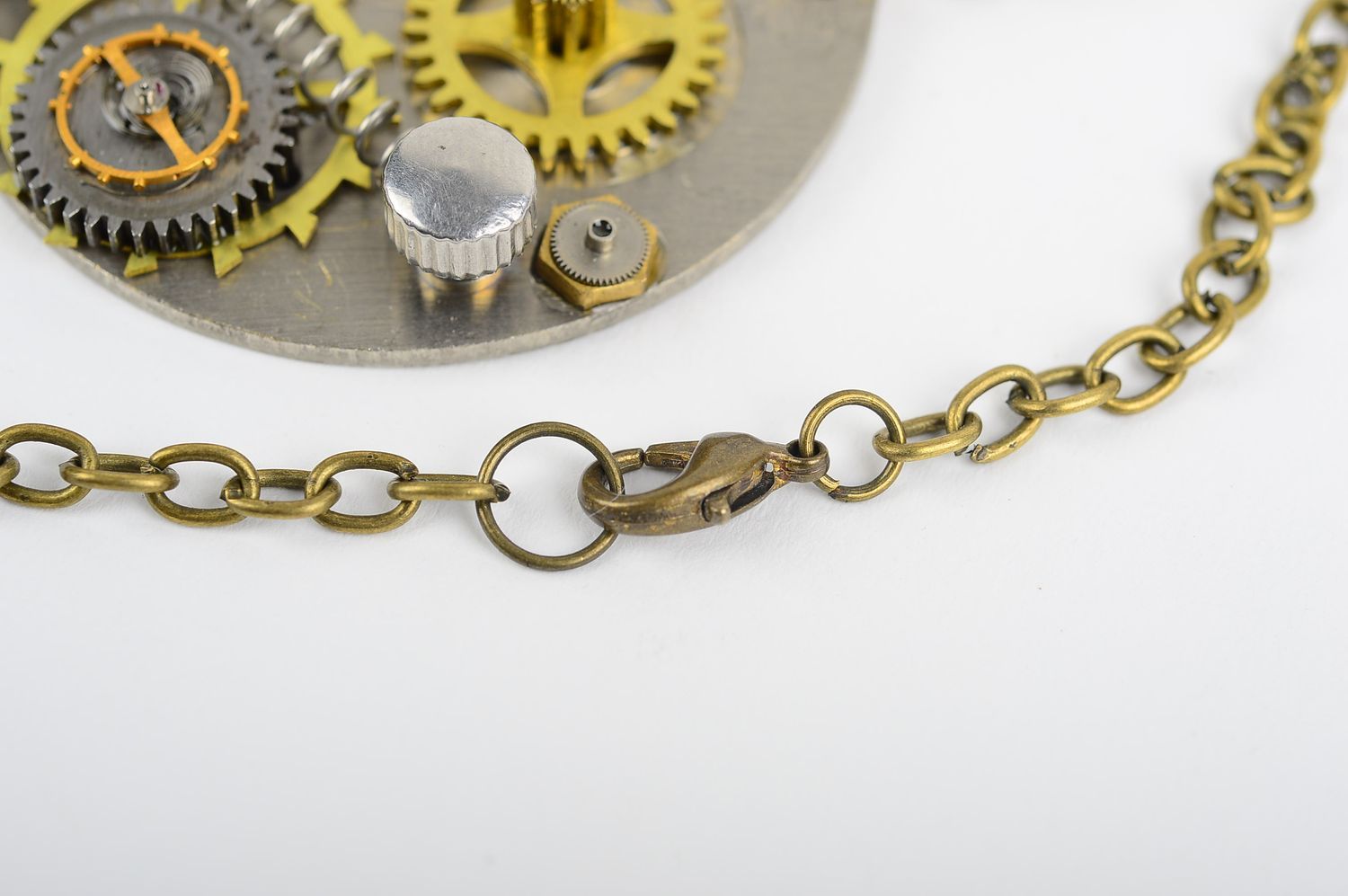 Metal bijouterie handmade steampunk pendant on long chain fashion pendant photo 5