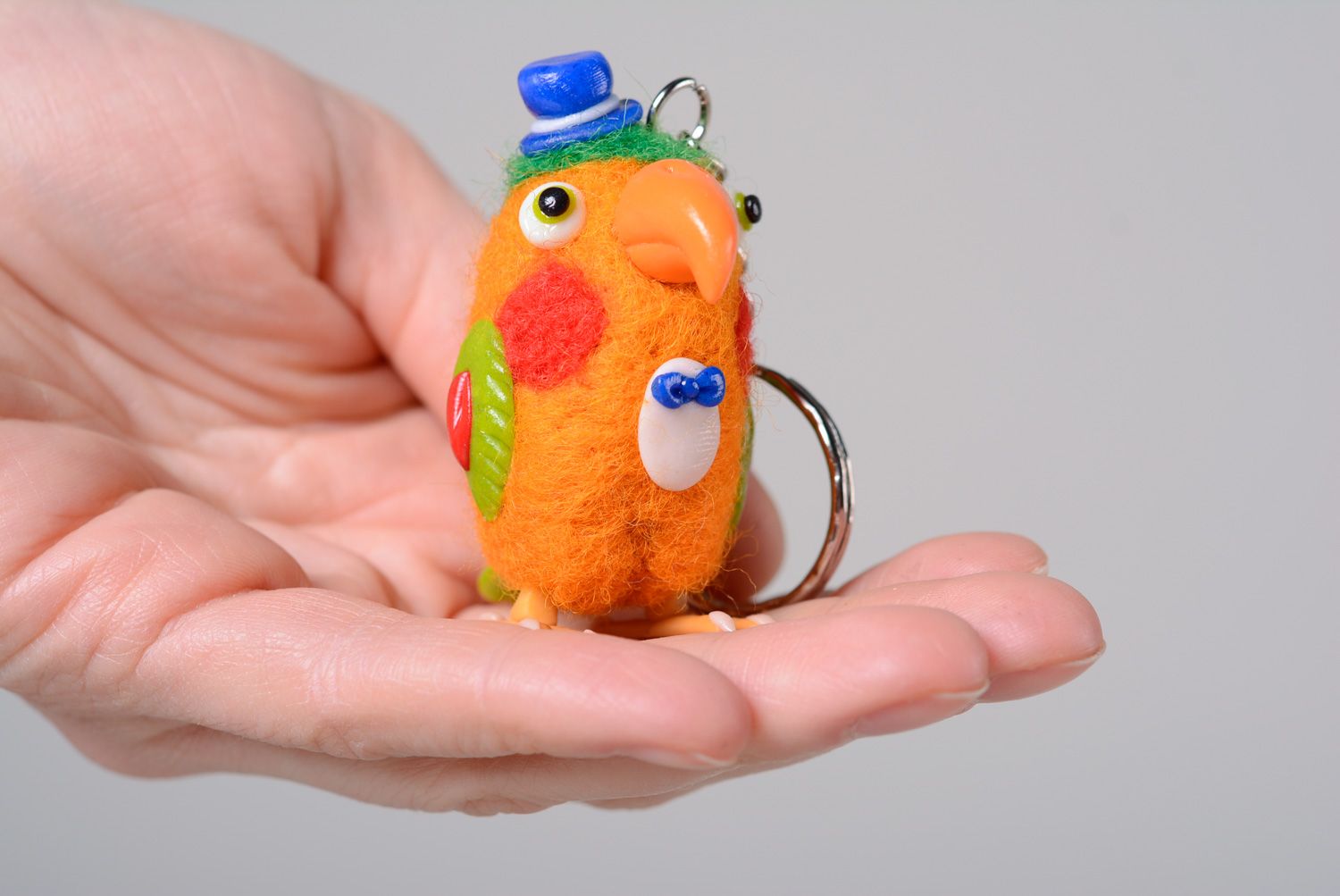 Nice felted toy hand made of wool and polymer clay Parrot photo 5