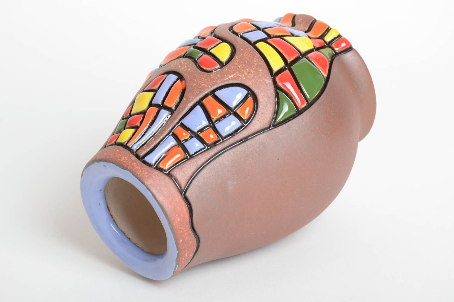 Сувенир ручной работы керамическая ваза для цветов декор интерьера воображение фото 4