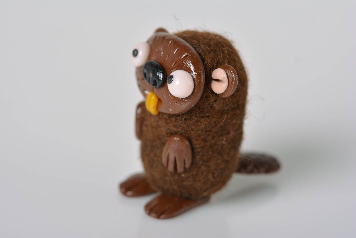 Handmade felted wool beaver figurine designer present for children home decor photo 3