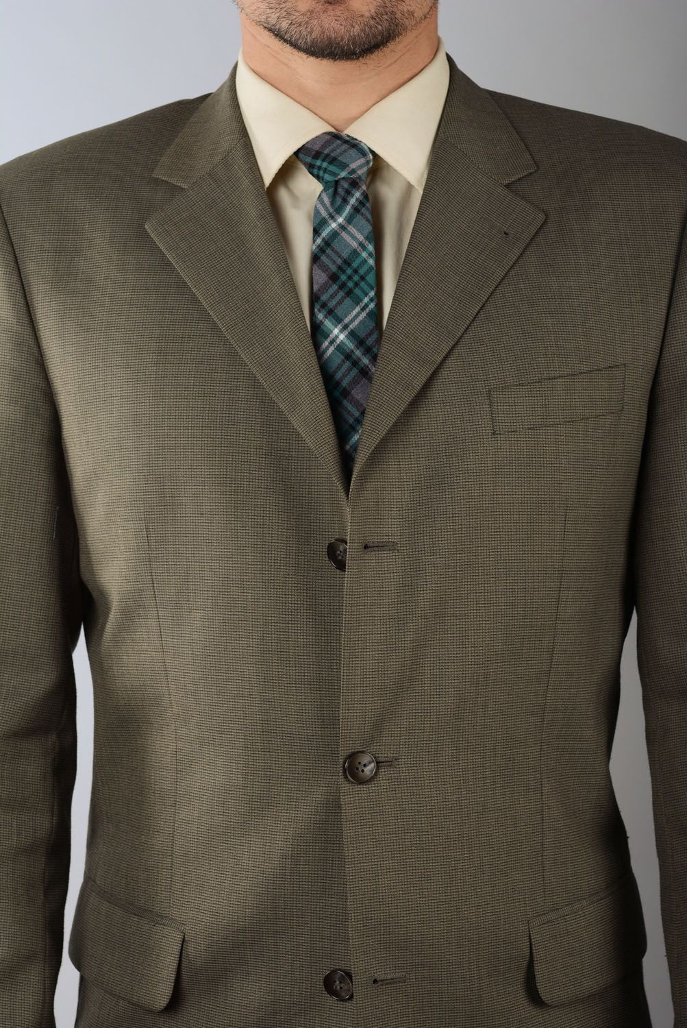 Cravate en tweed à carreaux faite main photo 4