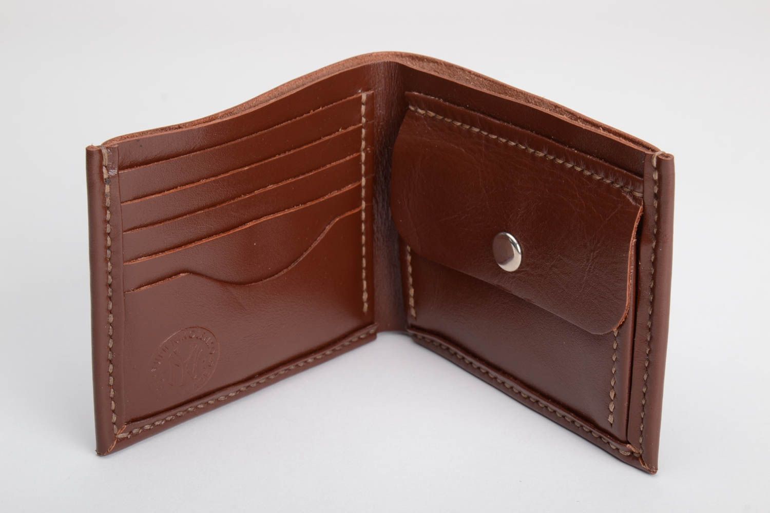 Originelle braune Geldbörse aus Leder handmade stilvoll Accessoire für Männer foto 3