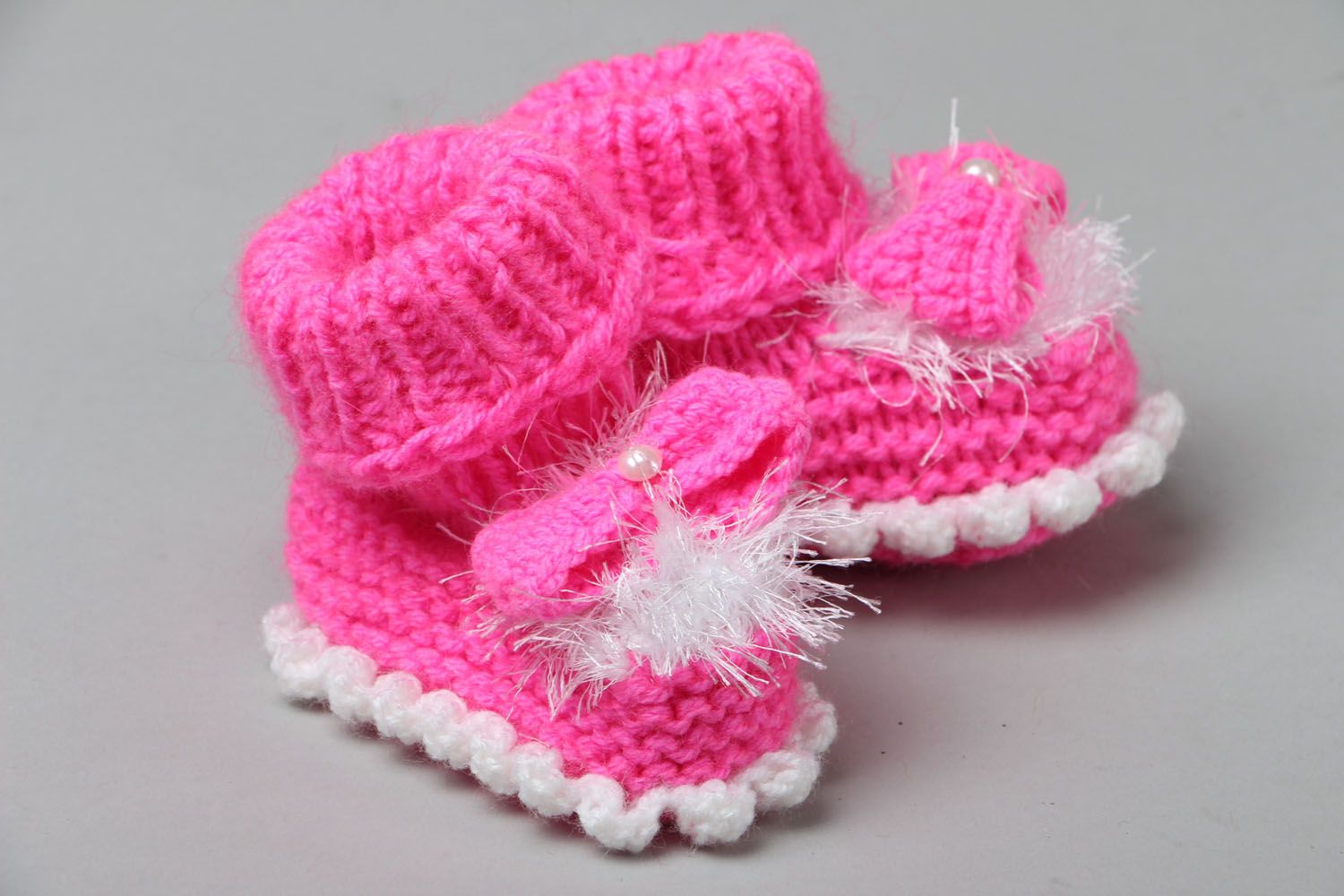 Homemade pink baby booties photo 1