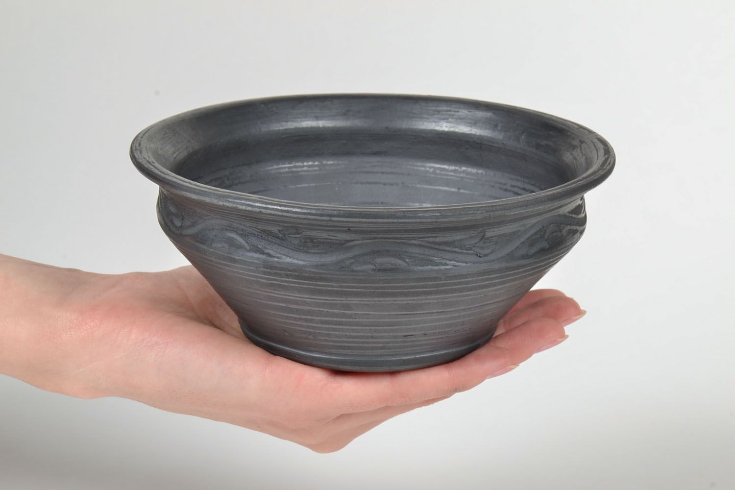 6 3 oz black lead-free ceramic handmade pitch bowl 0,82 lb photo 5