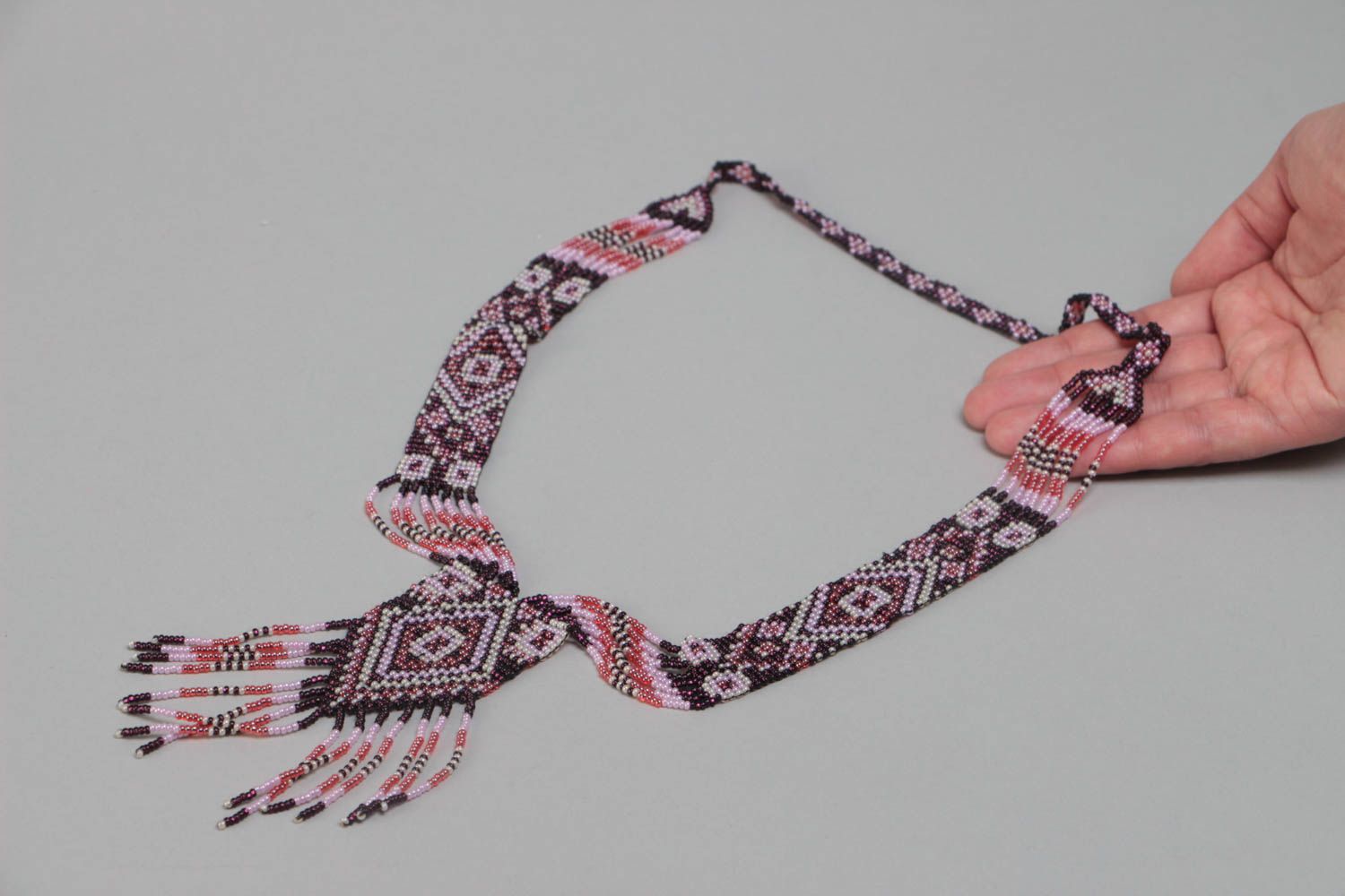 Collar de abalorios artesanal original estiloso bonito guerdán de autor  foto 5