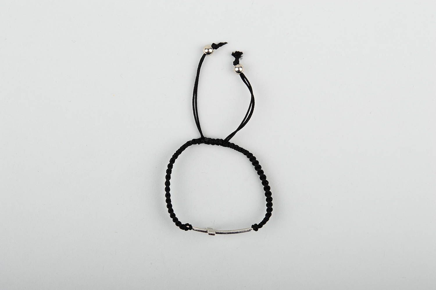 Handmade unusual black bracelet thin elegant bracelet cute woven bracelet photo 1
