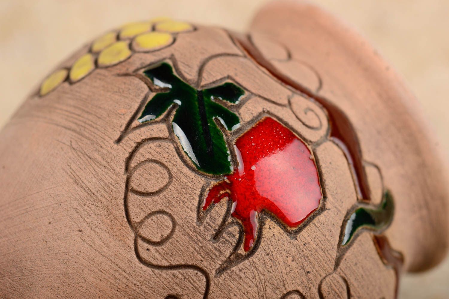 Tarro de barro con ornamento hecho a mano regalo original utensilio de cocina foto 3