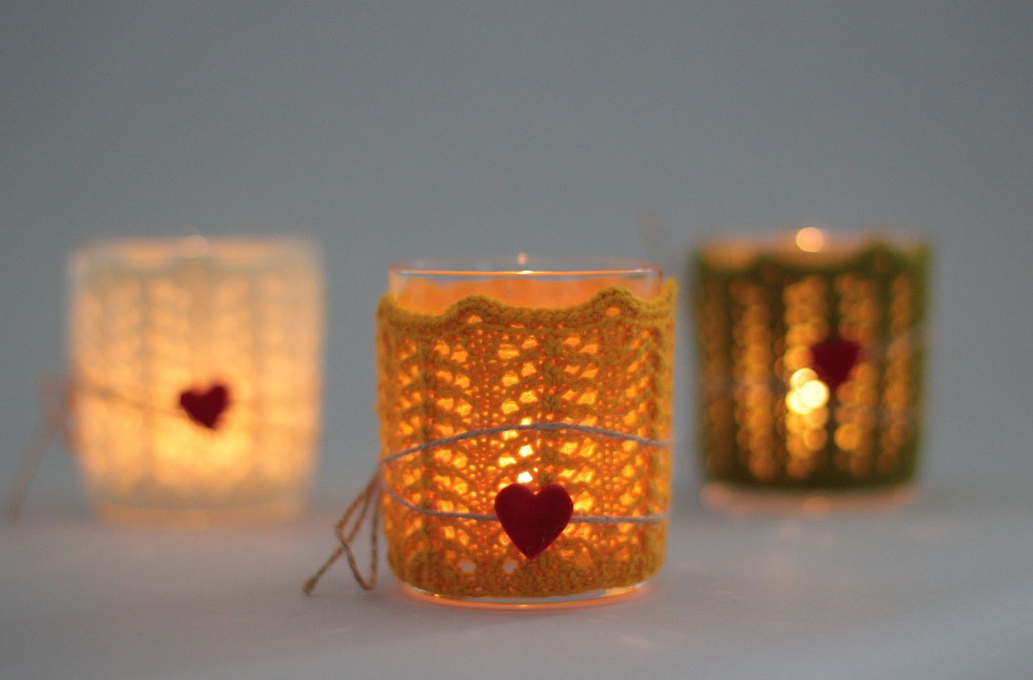 Teelichthalter aus Glas Kerzenständer aus Glas Haus Dekor Handarbeit toll gelb foto 5