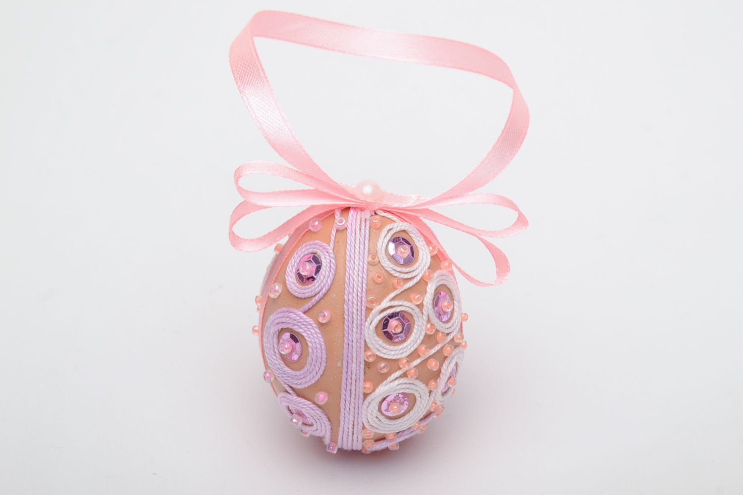 Interior hanging egg with beads and ribbon photo 2
