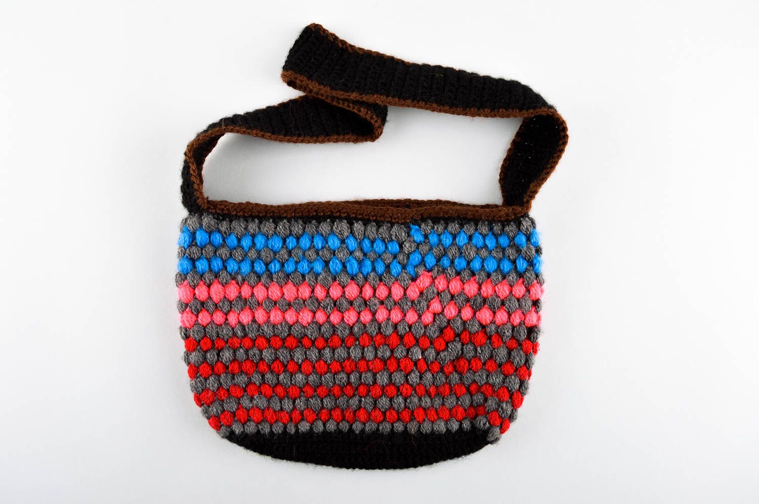 Bolso tejido con agujas artesanal multicolor accesorio de mujer regalo original  foto 2