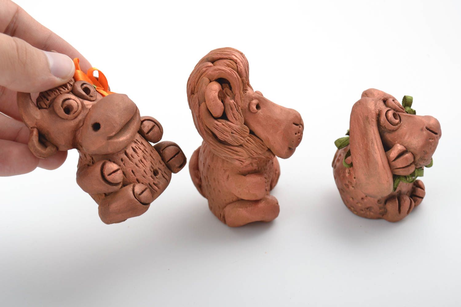 Figuras decorativas hechas a mano animales de barro souvenirs originales foto 5