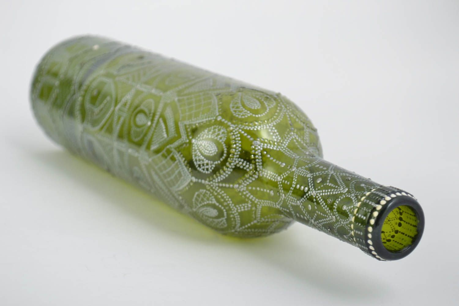 Schöne Glas Flasche handmade bemalte dekorative Flasche Haus Deko grün foto 3