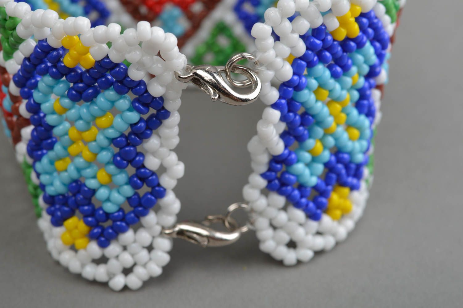 Bracelet en perles de rocaille fait main large multicolore vif bijou original photo 4