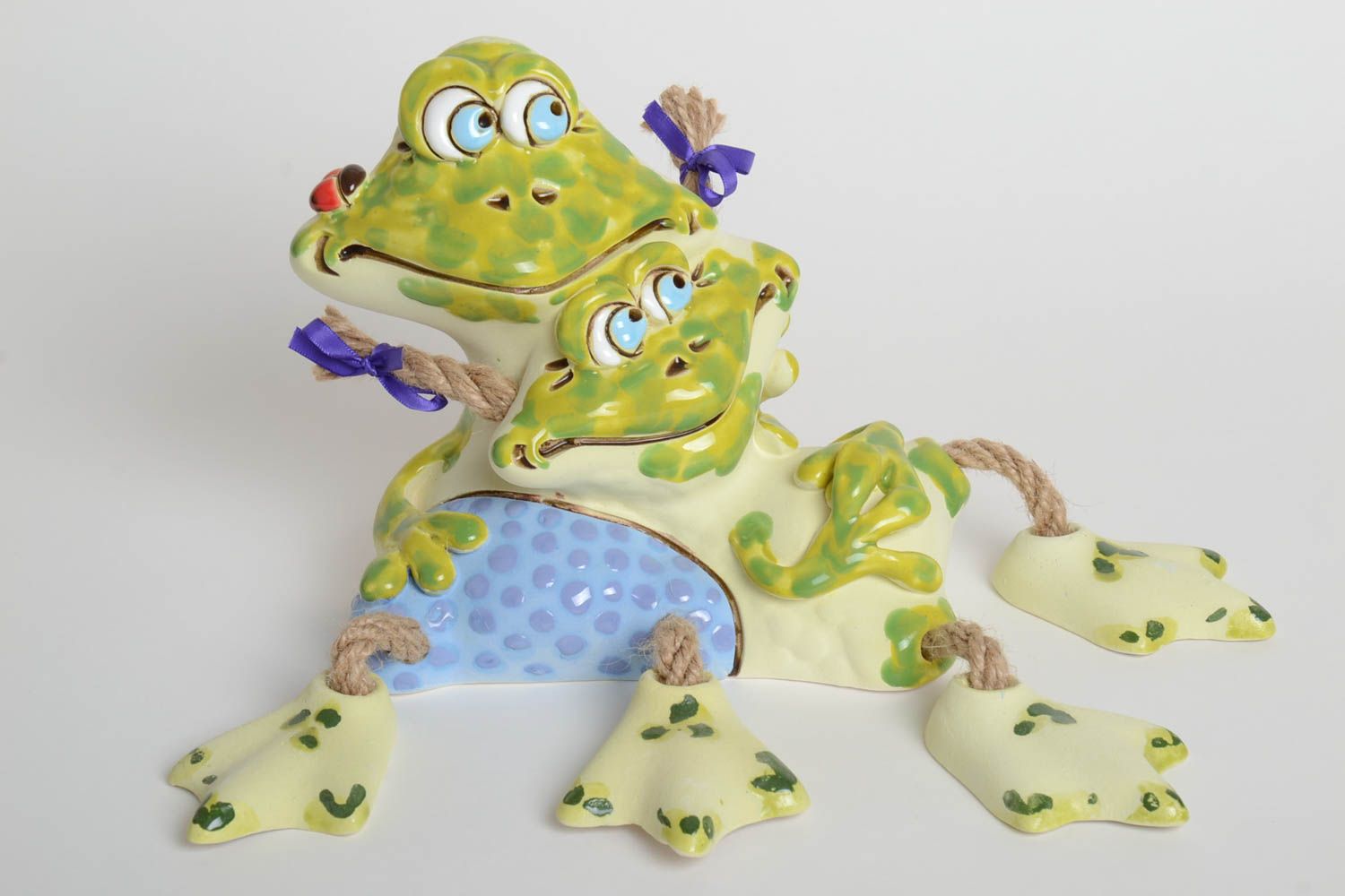 Tirelire céramique design Tirelire fait main deux grenouilles Déco maison photo 2
