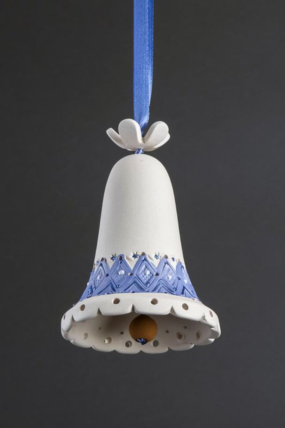 Ceramic bell of blue color photo 5